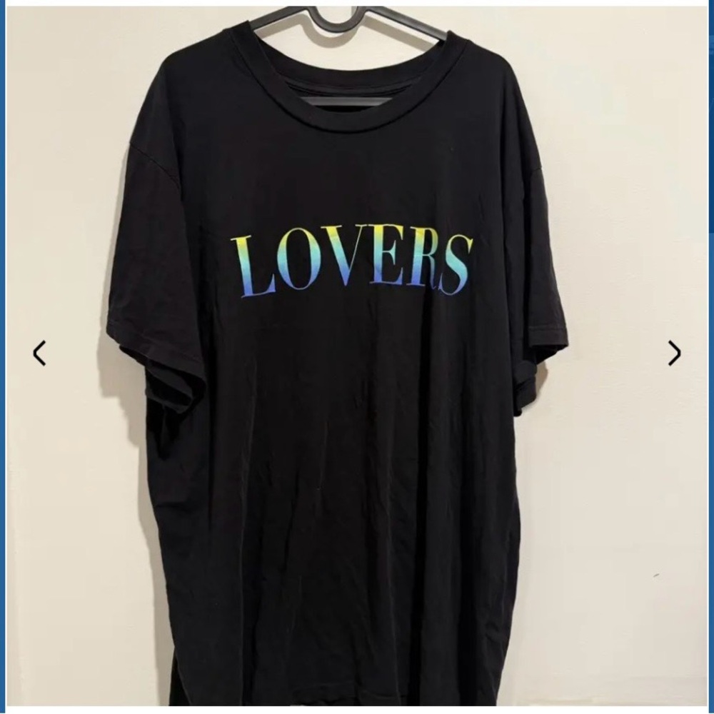 Black T-Shirt with Colorful 'LOVERS' Print